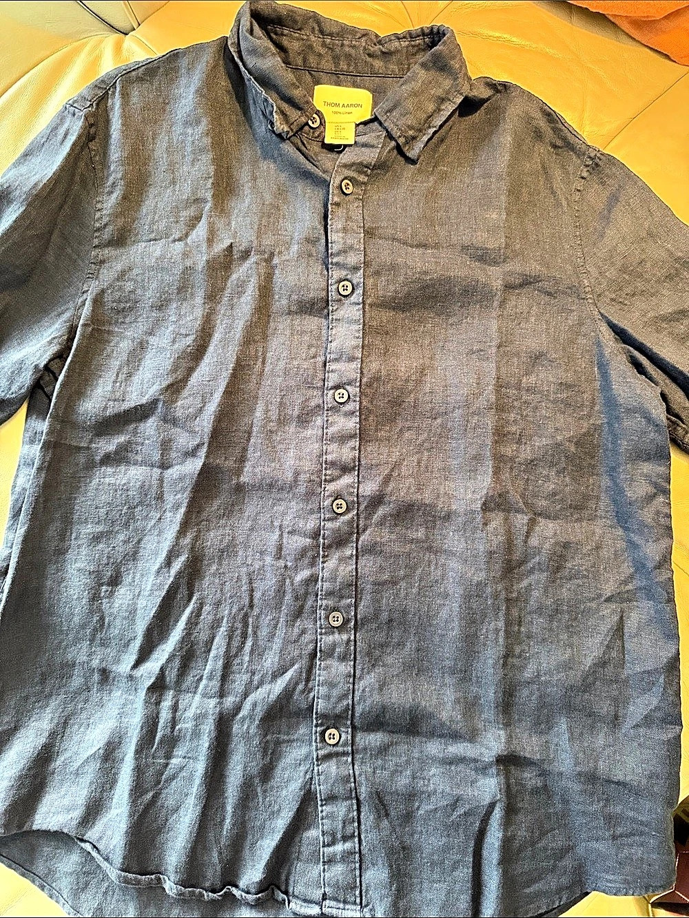 Thom Aaron Short Sleeve 100% Linen Button-Up Shirt Linen Button-Down Shirt in